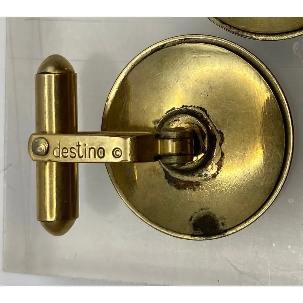 Vintage Destino Gold-Filled Round Cufflinks|1960s Mid-Century|Ralph Destino